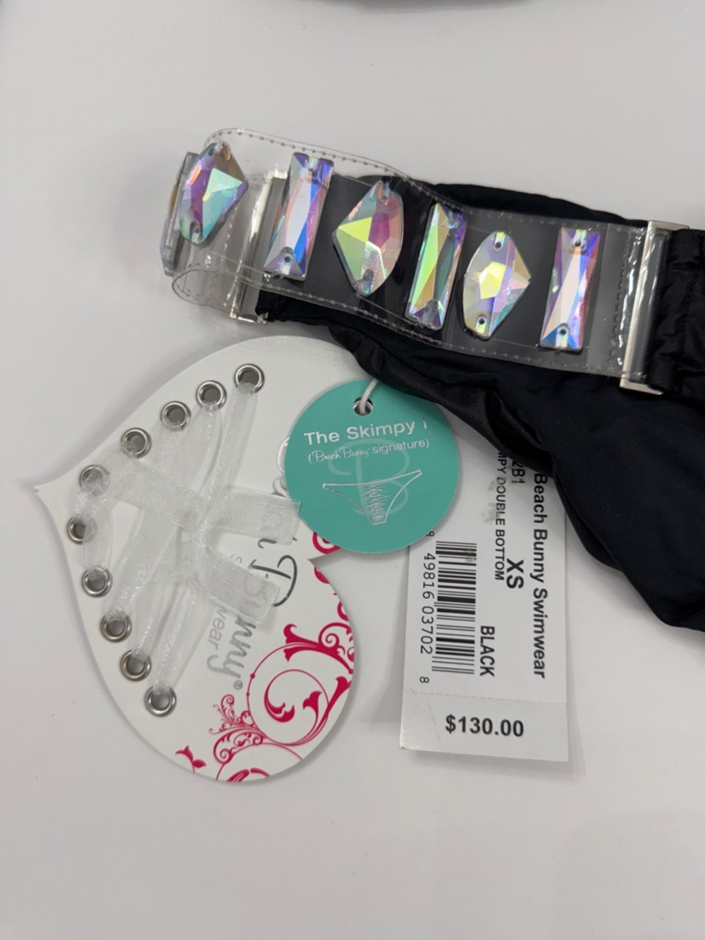 BRAND NEW Beach Bunny Black Bikini with Iridescent Jewel Accents - Picture 7 of 11